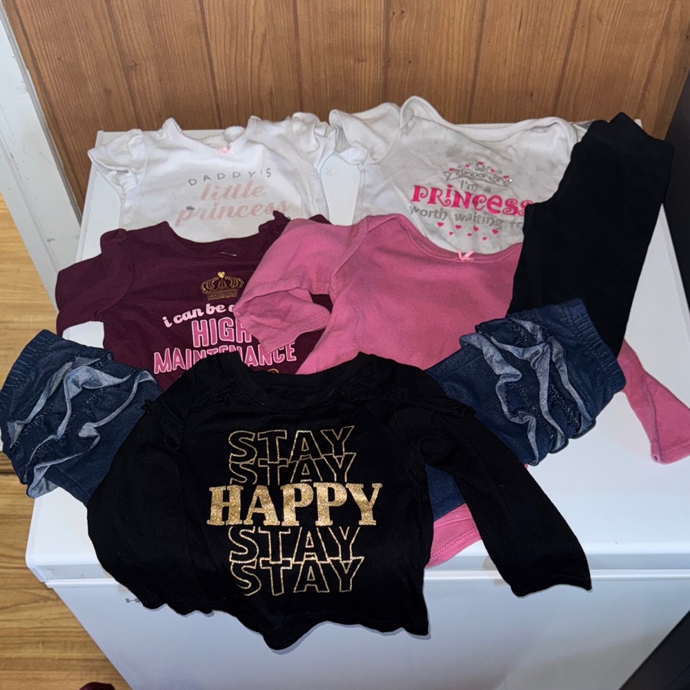 18 mo 8 piece set- 4 onesie/ 3 pants and long sleeve shirt Girl Clothing
